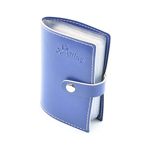 Karlling Credit Card Holder Wallet For Women/Man Soft Leather Business Card Holder Card Case Organizer Bag With 20 Card Sleeves Inside(Dark Blue) #TOP4