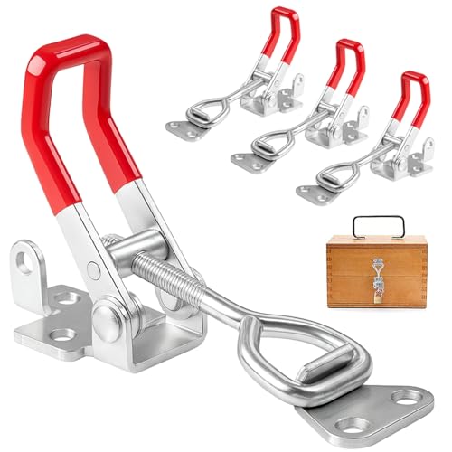 4 Stück Spannverschluss Set Kistenverschluss Groß Schnellverschluss mit Schlüsselloch Verstellbar Hebelverschluss für Schränke Schubladen Tür Fenster (150-170MM)