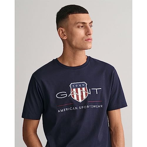 Gant Herren Reg Archive Shield T-Shirt T Shirt, Evening Blue, M EU – Ansicht 3