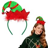 Jaciya Elf Hat Headband for Women Christmas Headband Cute Elf Costume Hats with Bell Holiday Party Headwear