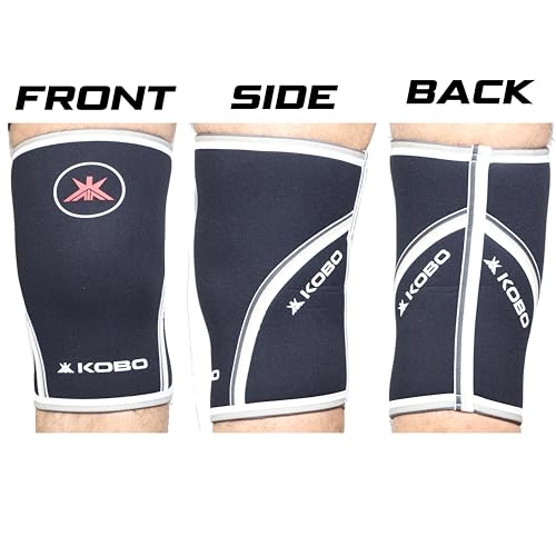 Image of Kobo 7 mm Knee Cap Compression Support Knee Sleeves for Powerlifting Gym Squats Running Cycling Sports Jogging Workout Pain Relief (Material: Neoprene & Spandex) (XS)