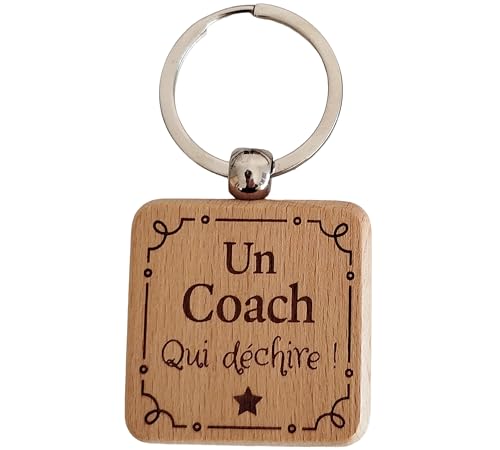 Porte-Clés en Bois Gravé Personnalisé - Idée Cadeau Coach Homme Unique pour Collègue de Travail, Ami, Famille - Porte Clef Coach Idéal pour Cadeau de Noël, Anniversaire