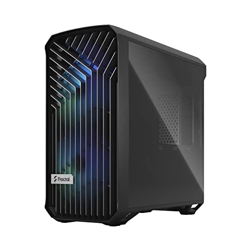 Image of Fractal Design Torrent Compact RGB Black - Light Tint Tempered Glass Side Panels - Open Grille for Maximum air Intake - Two 180mm RGB PWM Fans Included - Type C - ATX Airflow Mid Tower PC Gaming Case