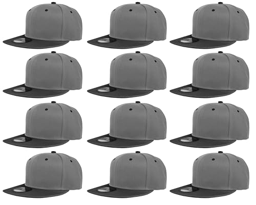 Image of Gelante Plain Blank Flat Brim Adjustable Snapback Baseball Caps Wholesale LOT 12 Pack