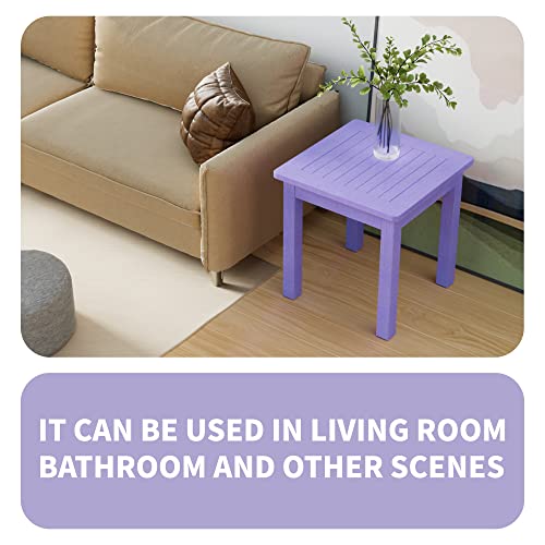 Yefu Outside Plastic Adirondack Side Table, 18 Inch, Outdoor Side Table, Weather Resistant, Hips High Strength Poly Wood Rustproof Waterproof Material For Pool Patio, Front Porch Table(Purple) #TOP6
