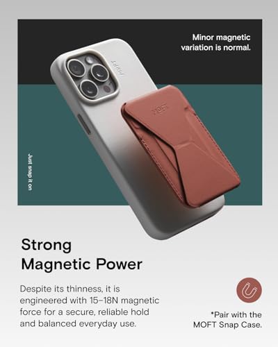 Image of MOFT Magnetic Wallet Stand Compatible with iPhone 16 /15 /14 /13 /12 Series, Angle Adjustment & MOVAS Phone Stand,Light Sienna Brown