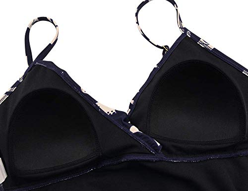Image of Hilor Women's Tankini Tops Shirred Ruffled Swimsuits V Neck Swimwear Top