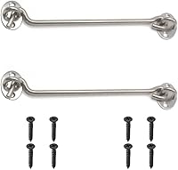 Vista 10 de 2 ganchos de privacidad negros de 8 pulgadas y pestillo de ojo de bloqueo fácil para puerta de granero, puerta, ventana