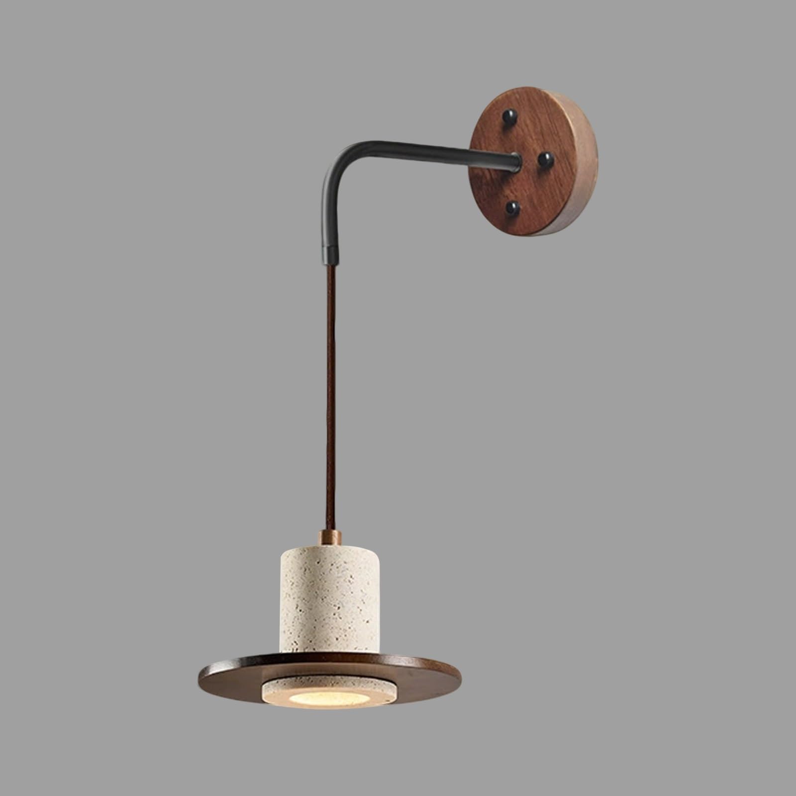 SXWNBIFH Modern Travertine Wall Sconce, Wood & Stone Wall Light Fixture, E27 Bedroom Bedside Wall Lamp, Rustic Farmhouse Wall Mounted Lighting for Living Room Hallway Staircase