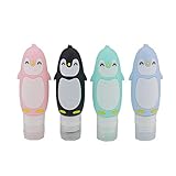 PERTTY 4 Pcs Silicone Travel Bottles Set Mini Portable Leakproof Refillable Squeezable Silicone Bottles 3 oz Travel Bottles for Shampoo Shower Gel Cosmetic Lotion Liquid