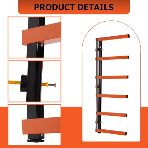 ECOTRIC Lumber Rack Wall Mount Wood Organizer Lumber Organizer - Heavy Duty Metal 6 Levels Shelf Lumber Storage Rack Max 600 Lbs (1 Pack), Indoor & Outdoor Use - Orange by ECOTRIC - Image 4