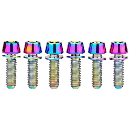 Image of Titanium Ti Allen Hex M5x16 18mm Tapered Head Bolt with Washer Screw for Bicycle Stem Parts Pack of 6 (Ranibow, M5x16mm)
