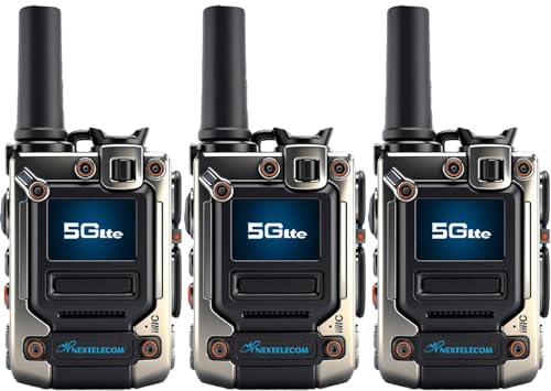NEXTELECOM 4G LTE Global Walkie Talkie Unlimited Range, Lifetime Free, IP65 Waterproof, Noise Reduction, Shockproof, Type-C Charging, Flashlight, Long Battery Life, 3 Pack