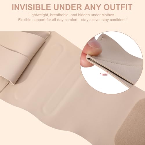 RANDY SUN Ultra Thin Back Brace, Lightweight Breathable for Women & Men, Invisible Lumbar Support Belt for Lower Back Pain Relief and Posture Correction Beige M/L(Waist:28