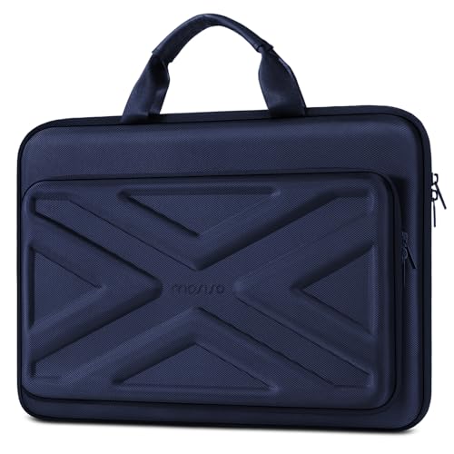 Image of MOSISO Hard Shell Laptop Sleeve Compatible with MacBook Pro 16 inch 2024-2019 M4 M3 M2 M1 /Pro Retina 15 A1398,15-15.6 inch Notebook Computer,Laptop Case with Front Pocket&Belt for Men Women,Navy Blue