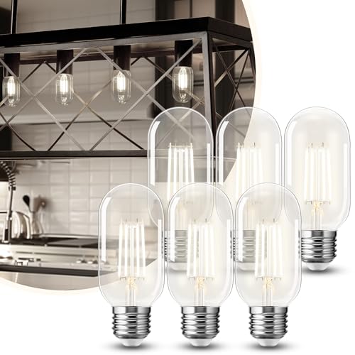 Image of DORESshop LED Edison Bulbs 6 Pack,4W Antique LED Filament Bulbs,Daylight | 40W Equivalent,E26 Base,T45 LED Bulb with Clear Glass,4000K Non Dimmable