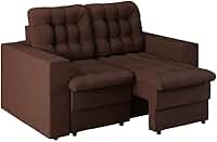 Sofá 2 Lugares Retrátil Lubeck Plush Suede Marrom 140 cm