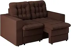 Sofá 2 Lugares Retrátil Lubeck Plush Suede Marrom 140 cm