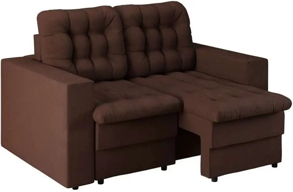 Sofá 2 Lugares Retrátil Lubeck Plush Suede Marrom 140 cm