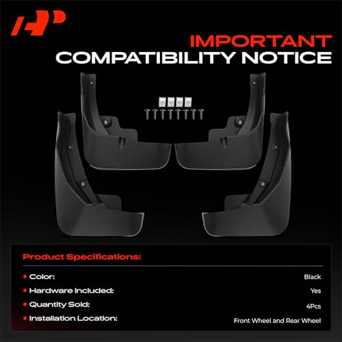 Image of A-Premium Mud Flaps Compatible with Audi | Compatible with Audi Q7 SQ7 2020-2021, No Drilling Required Mud Guards with Hardware Accessories, Set of 4 Front and Rear