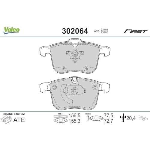 Kit Pastiglie Freno, Freno A Disco Valeo 302064 - 2