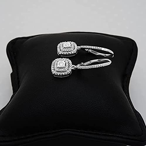 Timeless Love 1/4 Cttw Diamond Square Dangle Miracle Plate Earrings Set In Polished Sterling Silver, Dainty Jewelry For Women And Girls, Women’s Fashion Earrings #TOP5