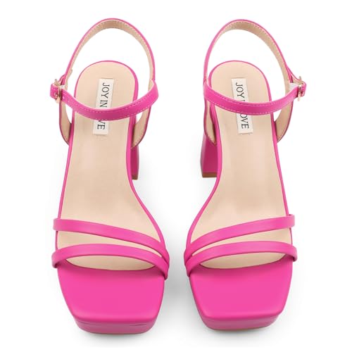 Image of JOY IN LOVE Platform Heels for Women 3.5 Inch Chunky Block Heel Ankle Strap Sandals