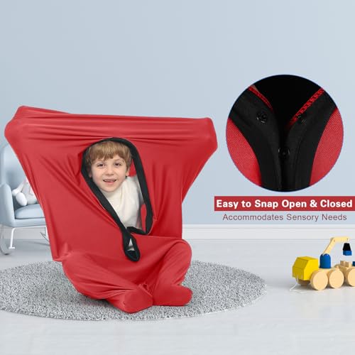 Image of Sensory Body Sock for Adults, X Large Compression Sack 30 * 68 inch, Soft Fabric with Strong Stitching and Snap Closures (Fresh Red)