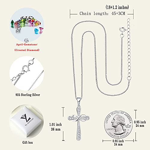 Yl Women's Cross Necklace Sterling Silver Infinity Crucifix Pendant Cubic Zirconia Criss Jewelry #TOP5