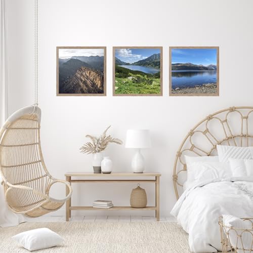 Image of JCJMY 12x12 inch Picture Frame, Horizontal and Vertical Formats for Wall Hanging, 12 x 12 Wall Gallery Poster Photo Frame with Shatter Resistant Plexiglass, Rustic Brown