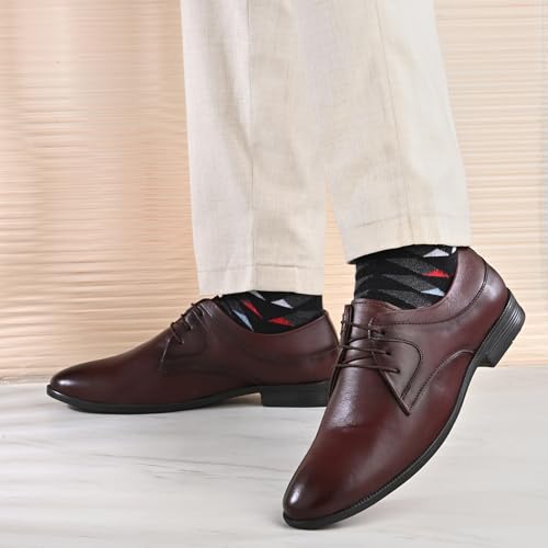 Image of Blue Leather by Centrino Lace-up Men's Formal Shoe | Stylish with Soft Cushioned Insole | Trendy Lace-Up Design | Durable Leather with Anti-Skid Sole | Perfect for Formal Wear (4035)