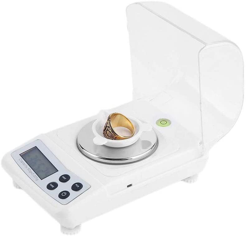 Balanza electrónica de Laboratorio de Alta precisión 50G/0.001G Balanza electrónica para Pesar Oro en Quilates y Polvo, balanzas pequeñas,
