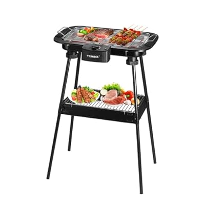 YANDEA Electric Barbecue Grill, 1700W Smokeless In/Outdoor Electric Grill, 2 IN 1 BBQ Grills with Temperature Control Portable Removable Non-Stick Coating for Cooking, BBQ Party