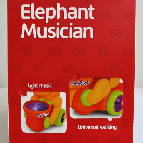 Image of Musical Elephant Toy with Levitating Ball | Light & Sound Bump & Go Drummer for Toddlers | 360 Rotating, Universal Walking, Learning Toys for Boys & Girls Age 3+