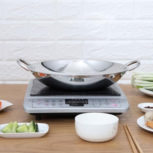 Wok de acero inoxidable 32 cm fondo redondo con doble asa miniatura 3