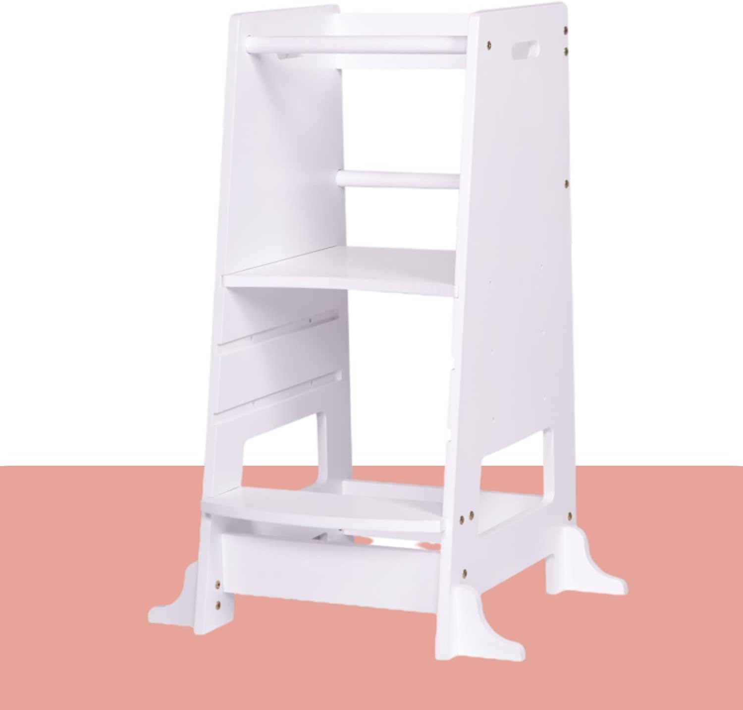 Kids Step Stool Kids Learning Stool Kids Kitchen Step Stool with Safety Rail-Solid Wood Construction. Perfect for Toddlers and Older