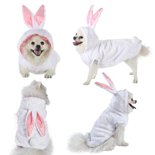 Yoption Dog Cat Bunny Costumes Funny Rabbit Cosplay Dog Cat Pet Halloween Christmas Easter Hoodie Clothes Party Costume Outfits (L)