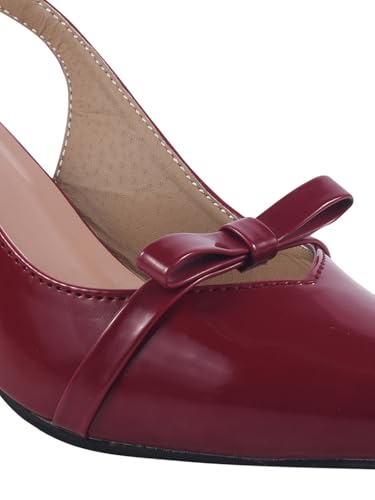 Image of Shoetopia Women's Slingback Pumps - Pointed Toe Elegant Stylish Classic High Heels with Bow Knot and Adjustable Strap
