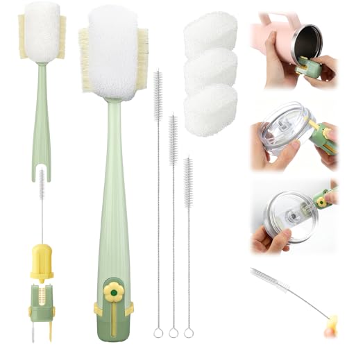 XANGNIER 5 in 1 Bottle Cleaning Brush Set Multifunctional Water Bottle Brush and Straw Cleaner Brush Cleaning Tool Kit for Owala/Stanley/Yeti/Simple Modern Tumbler Cup Accessories Kitchen Gadgets