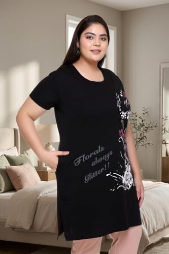 Image of In Love Women's Plus Size Cotton Long-line Chest Print T-Shirt with Pocket