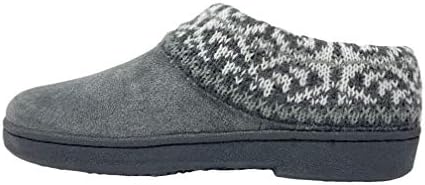 Clarks Womens Suede Leather Comfort Clog Knitted Collar Slipper - Plush Faux Fur Trim - Indoor Outdoor House Slippers For Women (11 M US, Grey/Grey Multi) | Image 3