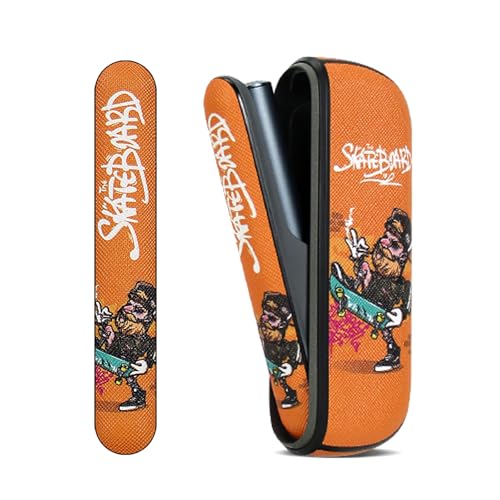 Keminsung Cover Compatible with IQOS zubehör (Case only Compatible with ILUMA Hülle) pu Leder Seitendeckel Schutzkappe Austauschbare Außenhülle (orange)