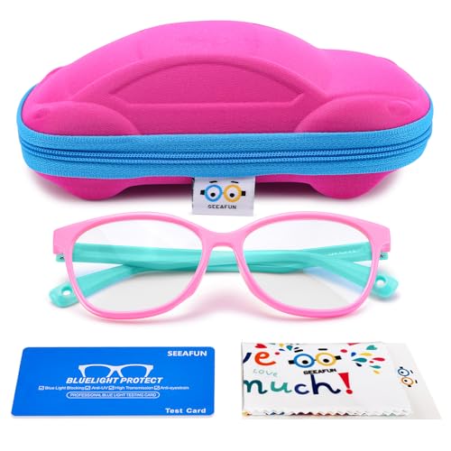 Blue Light Glasses for Kids Girls Boys with Cute Car Case, UV400 ...