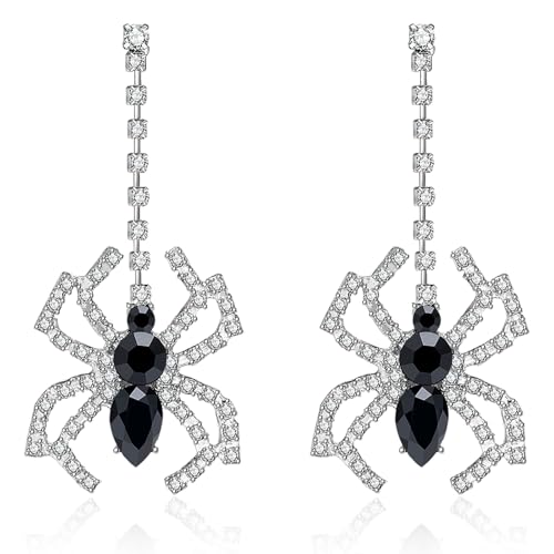 Spider Dangle Earrings for Women, Halloween Gothic Horror Jewelry, Spider Web Drop Earrings for Costume Party, Cosplay, Witch, Vampire Accessories