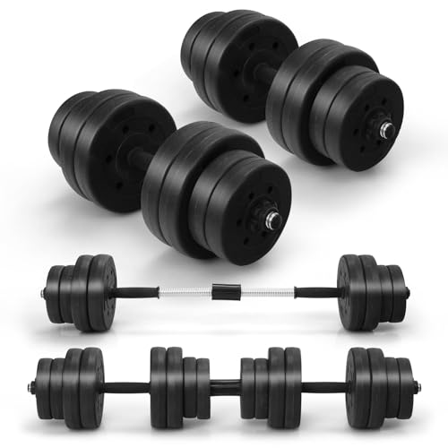 Goplus 3-in-1 Adjustable Dumbbell & Barbell Set 66LBS
