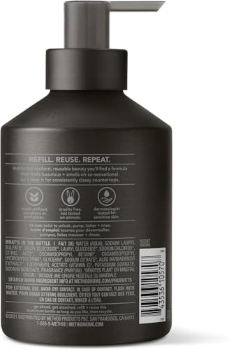 Method Gel Hand Soap, Vetiver + Amber, Reusable Black Aluminum Bottle, 12 oz (Pack of 3)
