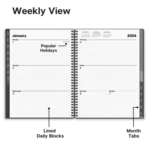 Dunwell Weekly Monthly Planner 2023-2024 (Gray) - 8.5 X 11 Large Academic Planner Notebook, Use Now To June 2024, Spiral Bound Weekly Planner Calendar With Tabs And Bookmark, Daily Schedule Planner #TOP2