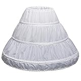 Rmeet Petticoat Reifrock,Halber Slip Mädchen Petticoat 3 Ringe Blumenmädchen Reifrock Underskirt Crinoline für Prinzessin Rockabilly Kleid Weiß Poloster 55CM