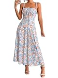 YATHON Cottagecore Fairy Dress Sleeveless Corset Lace Up Floral Midi Graduation Bustier Long Dress(YT552-Pink B Floral 01,XL)