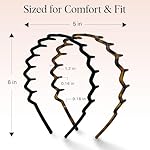Kitsch Zig Zag Headbands for Women Non Slip – Fashion Accessories for Slicked Back Styles - Comfortable Comb Headband with Teeth | Ideal Gifts for Women - Tortoise & Black Headband - 2 pcs - Image 5